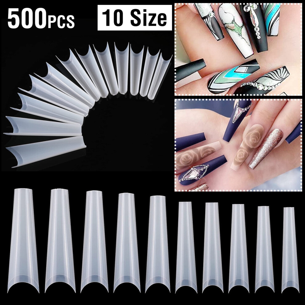 French Nails, 500Pcs False Nail Tips C Curve Half Cover for Nail DIY