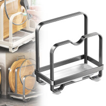Pot Lid & Spoon Holder with Drip Tray – Multifunctional Countertop Organizer, Compatible with All Standard Lids & Utensils