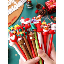 10pcs Christmas Gel Pens – Santa, Elk, Snowman, Tree & Sock Designs – Party Favors, Compatible with Standard Refills