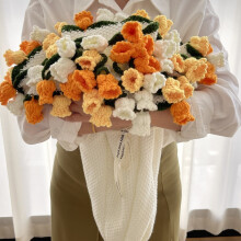 31.5" Crochet Flower Bouquet Blanket, Soft Lightweight Knitted Throw for Mother's Day, Birthday, Home Decor (Tricolor)