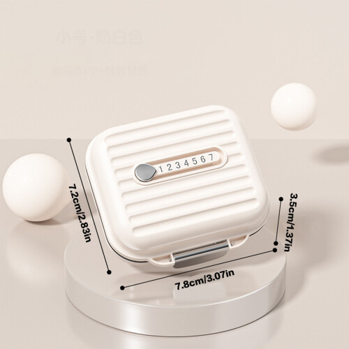 (Milky White, S) 7-Comp Mini Pill Box for Vitamins & Meds