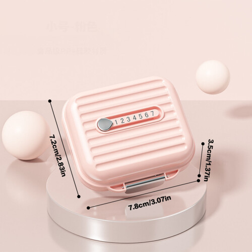 (Pink, S) 7-Comp Mini Pill Box for Vitamins & Meds