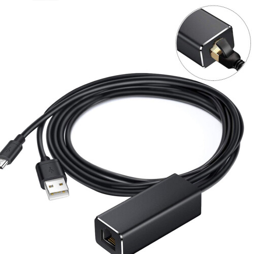 Adaptador Ethernet Micro USB para RJ45 10/100Mbps Compatível com Fire TV Stick (Preto) 2