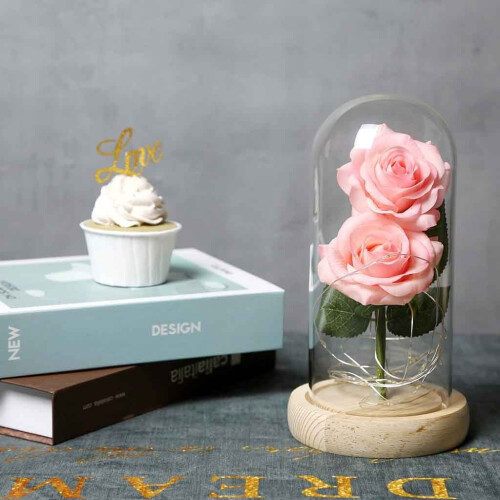 Galaxy Glass Rose σε Φωτιζόμενο Θόλο 1Pack 2