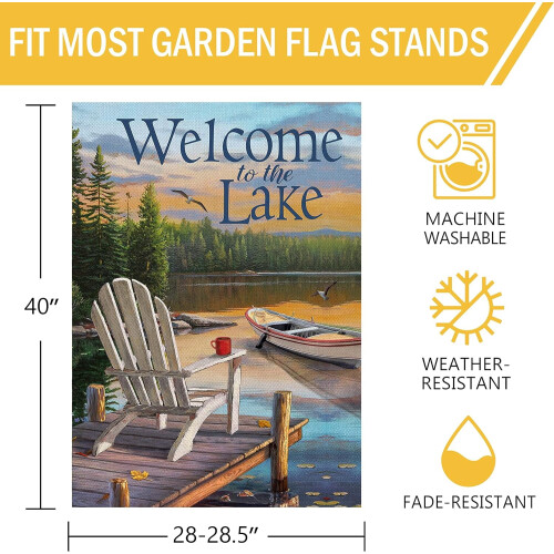 Διακοσμητική Σημαία Σπιτιού Summer Lake Adirondack Chairs, Σημαία Εξωτερικού Χώρου Διπλής 2