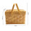 Woven Wood Picnic Basket Khaki Folding Handles 5