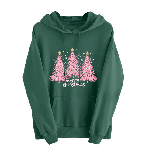 Damen-Fleecepullover mit Weihnachtsprint, langärmlig 1