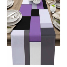 Purple black geometric table runner 13x72 inch
