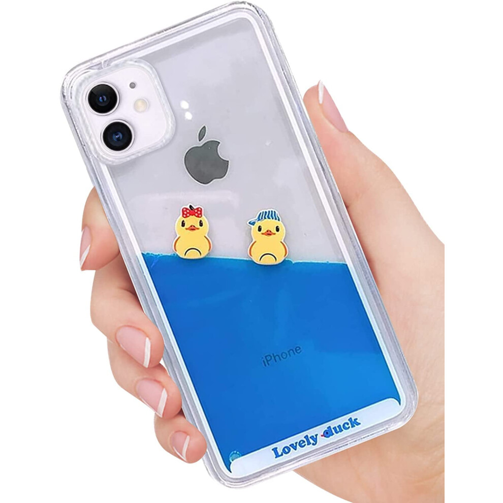 Iphone 13 Pro Case: 3D Liquid Ducks & Pirate Ship, Soft Silicone Bumper + Quicksand Hard Back Â Compatible With Iphone 13 Pro Blue 9327961832817