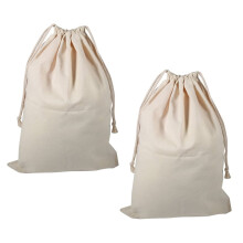 2 stuks praktische waszakken voor thuisgebruik, katoenen waszakken met trekkoord (beige)