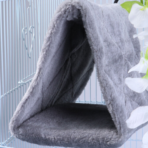 Parrot Plush Hammock Grey Warm Pet Bed with Double Hooks for Hanging 1