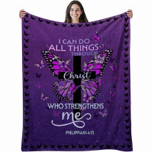 Christian Throw Blanket for Women – “God Says I Am” Inspirational Gift, Coquette Pink Bow Bible Verse Blanket, Compatible with Christmas &