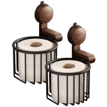 Suction Cup Walnut Paper Towel Holder, Retro Kitchen & Bathroom Organizer with Strong Suction Cup Black 2PCS