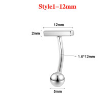 925 Sterling Silver Belly Button Ring 14g/16g CZ Navel Piercing Barbell Jewelry-Style1-12mm