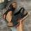 Black Women's Wedge Sandals Open-Toe Platform 42 EU 2