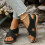 Black Women's Wedge Sandals Open-Toe Platform 42 EU 6