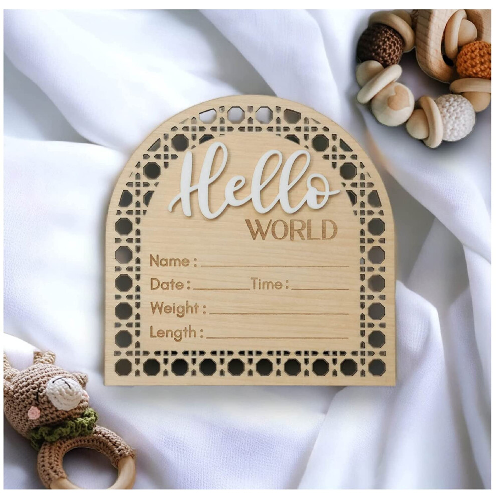 2Pcs Birth Announcement Sign Wooden Baby Announcement Sign Newborn Name Announcement Sign