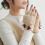 Beige Plush Fingerless Gloves with Cartoon Pattern 12