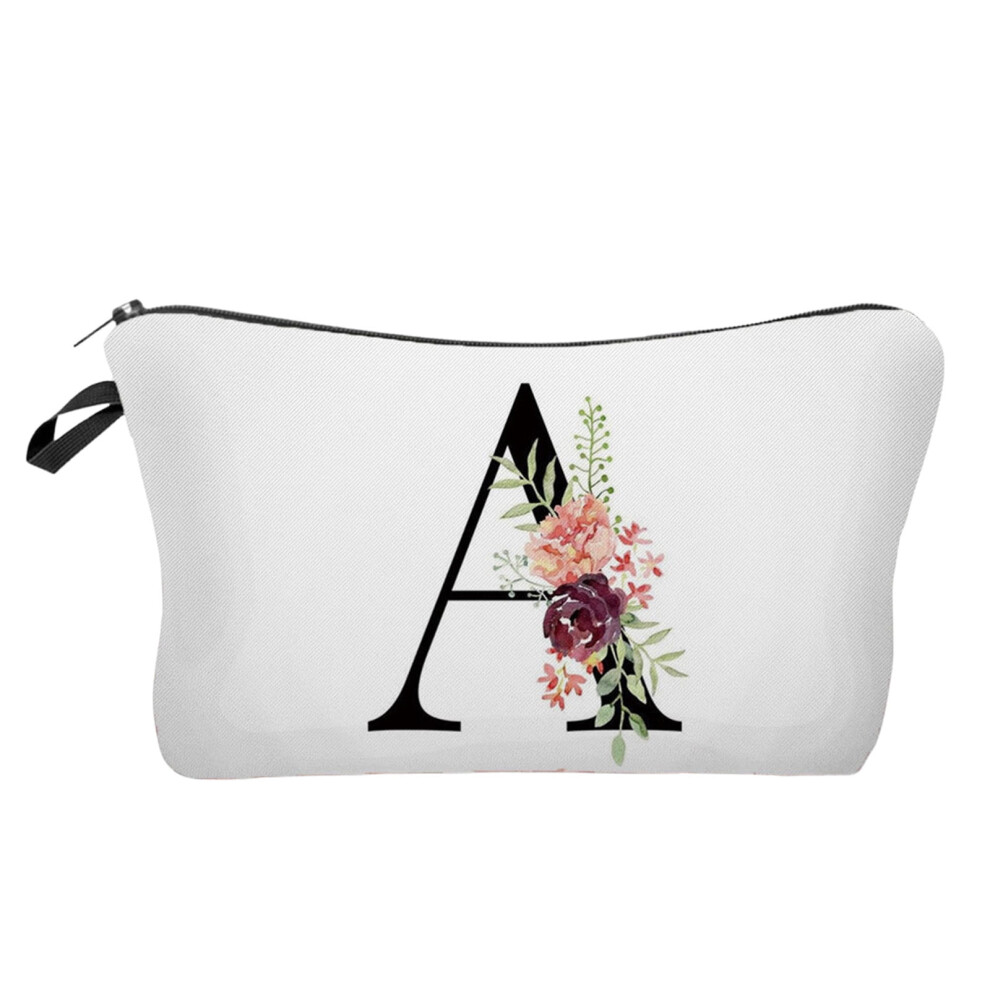 A-Z Personalized Initial Makeup Bags, Monogram Cosmetic Bag with Flower Letter â Cute Birthday Gift for Women, Mom, Best Friend, Bride & Bridesmaid