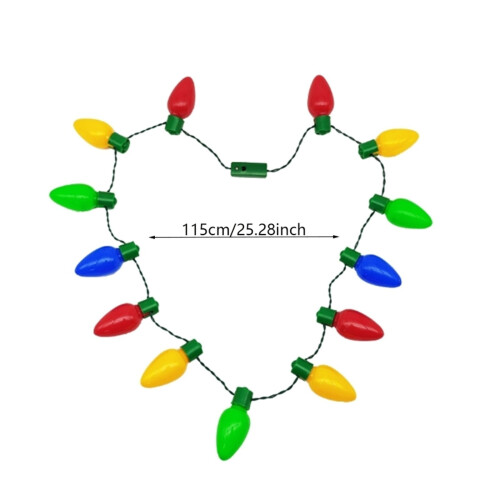 Collier de carnaval LED avec 13 ampoules, 3 modes d'éclairage, 115 cm 2