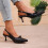 Women's Casual PU Sandals Pointed Toe High Heel Open Back 6