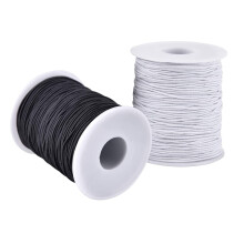 Elastic String for Bracelets 1mm, 2 Rolls (55 Yds Each) Black & White Stretch Cord for Jewelry Making, Beading, Hair Ties, DIY Crafts