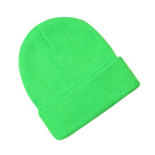 Bonnet vert uni tricoté, tendance et mignon, pour garçons et filles.