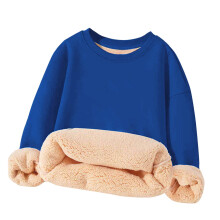 Girl's Fleece Sherpa Lined Sweatshirt Warm Winter Pulr Sweaters Cozy Thick Crewneck Sweatshirts with Pockets Blue 13-14 Years