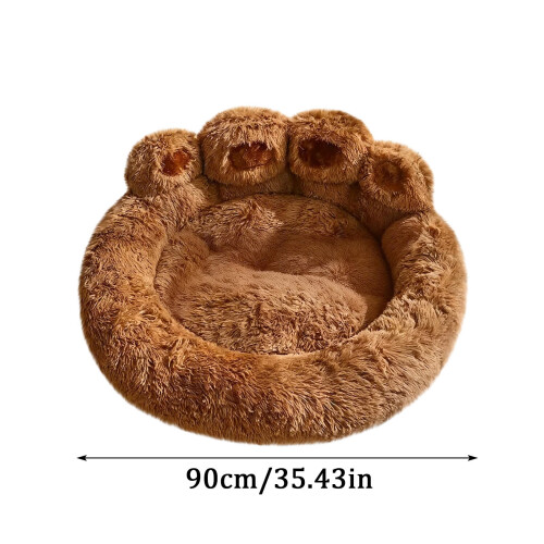 Plush Paw-Shaped Calming Pet Bed Medium Donut Cushion 1
