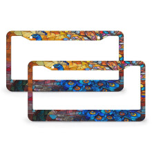 Blue Peacock License Plate Covers Aluminum 2 pcs