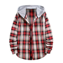 Herre flannel ternet jakke sherpa fleece foret vinter varm hættetrøje til mænd casual løs buffalo ternet hættejakke mode2022