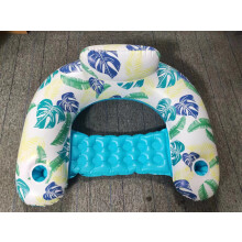 Inflatable Floating Row PVC Inflatable Swimming Pool Recliner with Cup Seat Portable Multifunctional Swim Ring Water Inflatable Floating Bed