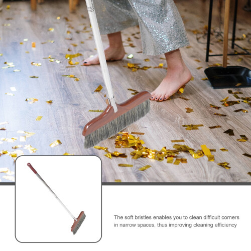Telescoping Broom Soft Bristle Coffee Wooden Rv Home Use Durable 1