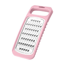 Dual-Sided Handheld Cheese Grater Graters for Kitchen Stainless Steel Vegetable Slicer with Handle for Cheese Chocolate Vegetables 10.23 Inch,Pink