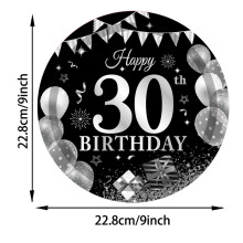 16pcs Black 30th Birthday Party Tableware Set – Disposable Paper Decor, Gifts for Women, Compatible with Home & Garden Themes
