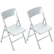 2 sedie pieghevoli per casa delle bambole, mini sedie pieghevoli in PVC argentato per collezionisti e uso decorativo