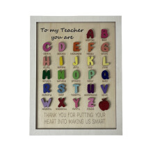 Décoration de Noël personnalisée pour remercier les enseignants – Plaque motivante personnalisée avec l'alphabet, jaune, compatible avec la