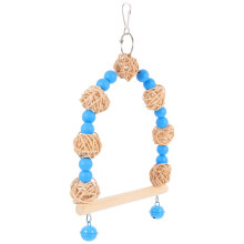 Altalena in legno a forma di goccia di pioggia con anelli per calopsitte e parrocchetti, colore blu, incoraggia l'esercizio. Dimensioni: 6,5 x 3,5