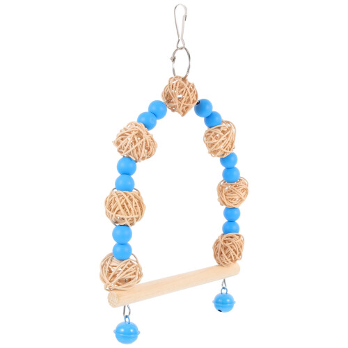 Balanço de madeira Raindrops com argolas para calopsitas e periquitos, cor azul, estimula o exercício. 16,5 x 8,9 cm (6,5 x 3,5 polegadas)