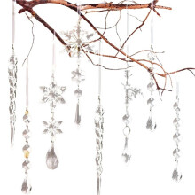 Clear Acrylic Christmas Snowflake Icicles Hanging Drop OrnamentsSnowflake Icicle Decorations Set For Christmas Tree Decorations Year Party Favors