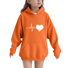 Boys & Girls 5-15Y Loose Fit Hooded Sweatshirt with Heart Paw Print Raglan Sleeves and Pockets for Fall Winter Casual Wear