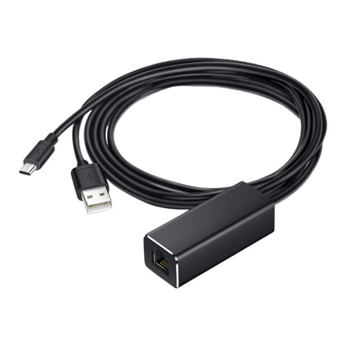 Adaptador Ethernet Micro USB para RJ45 10/100Mbps Compatível com Fire TV Stick (Preto)