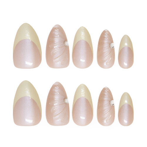 French False Nails - Light Yellow Almond Tips