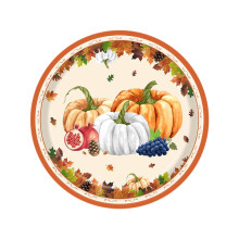 20pcs Autumn Thanksgiving Paper Plates & Napkins – Pumpkin, Maple Leaf Design, Fall Party Supplies, Compatible with Holiday Decor
