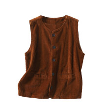 Womens Corduroy Vests Outerwear 2025 Button-Down Lightweight Waistcoat Sleeveless Jacket Casual Vest