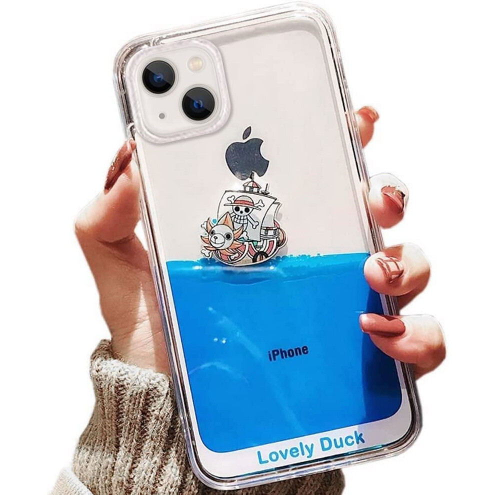 3D Dynamic Liquid Floating Ducks & Pirate Ship Case For Compatible With Iphone Xs Max Blue 9327961829879