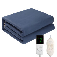 Heated Flannel Blanket Dark Blue - 6 Heat/4 Time Settings | Soft Warm Cover for Couch, Bed, Adults, Ideal Gift for Grandma (32*60Inches)