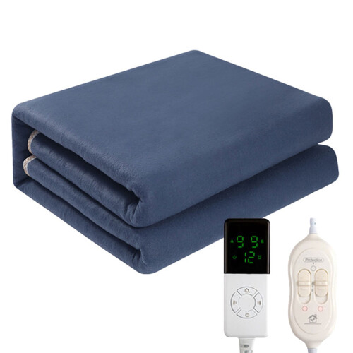 Heated Flannel Blanket Dark Blue 32x60 Inches