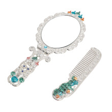 Vintage Handheld Mirror Comb Set, Zinc Alloy, 24.6x10.6cm