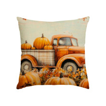 Fall Orange Pillow Covers 24x24in – Pumpkin, Harvest & Maple Leaf Linen Cushion Covers for Sofa, Bedroom, Living Room – Compatible with Standard